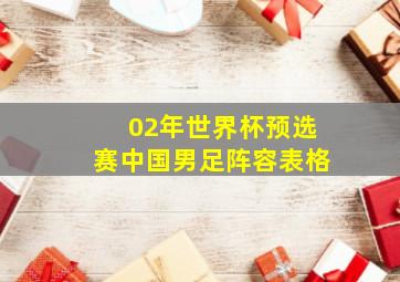 02年世界杯预选赛中国男足阵容表格