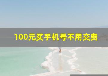 100元买手机号不用交费