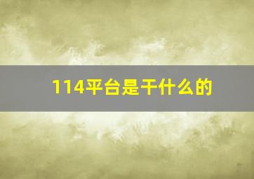 114平台是干什么的