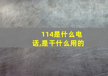 114是什么电话,是干什么用的