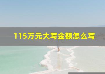 115万元大写金额怎么写