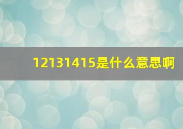 12131415是什么意思啊