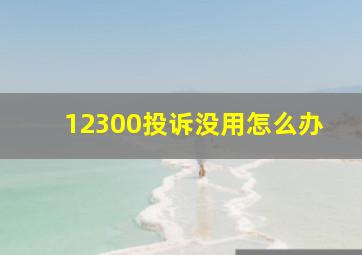 12300投诉没用怎么办