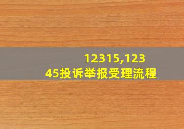 12315,12345投诉举报受理流程