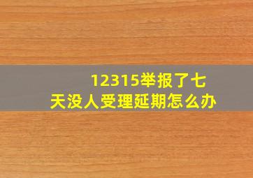 12315举报了七天没人受理延期怎么办