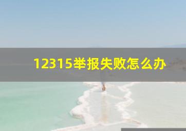 12315举报失败怎么办