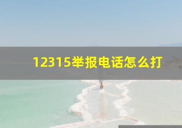 12315举报电话怎么打