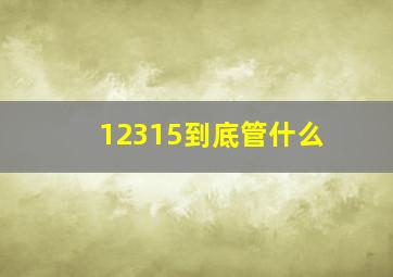 12315到底管什么