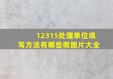 12315处理单位填写方法有哪些呢图片大全