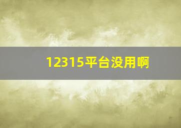 12315平台没用啊