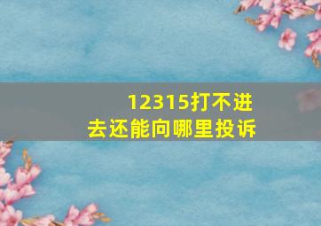 12315打不进去还能向哪里投诉