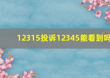 12315投诉12345能看到吗