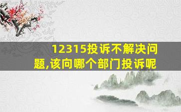 12315投诉不解决问题,该向哪个部门投诉呢