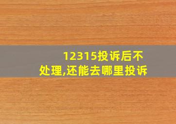 12315投诉后不处理,还能去哪里投诉