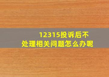 12315投诉后不处理相关问题怎么办呢