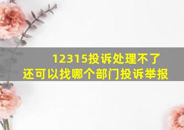 12315投诉处理不了还可以找哪个部门投诉举报