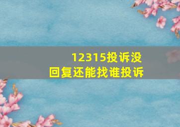 12315投诉没回复还能找谁投诉