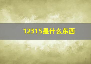 12315是什么东西