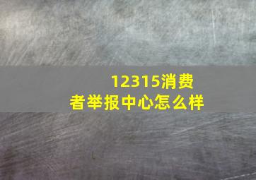 12315消费者举报中心怎么样