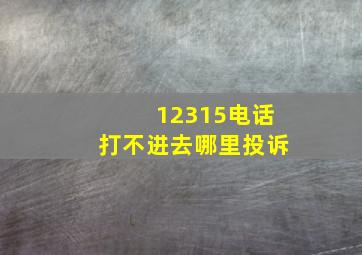 12315电话打不进去哪里投诉