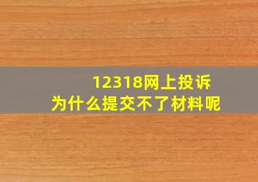 12318网上投诉为什么提交不了材料呢