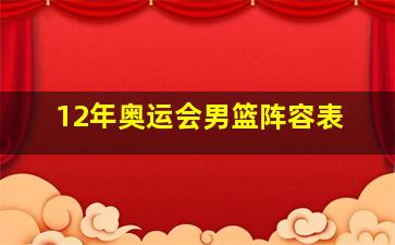 12年奥运会男篮阵容表