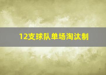 12支球队单场淘汰制