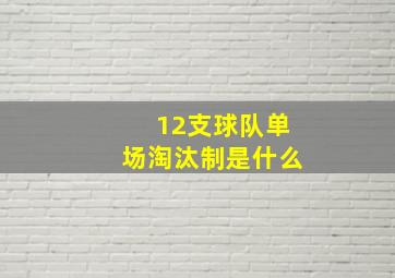 12支球队单场淘汰制是什么