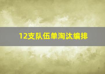 12支队伍单淘汰编排