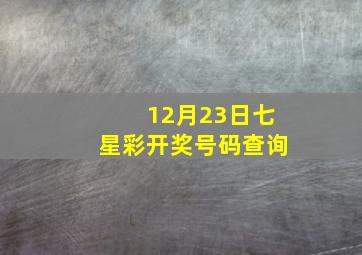 12月23日七星彩开奖号码查询