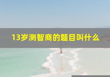 13岁测智商的题目叫什么