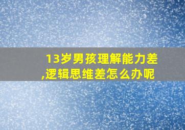 13岁男孩理解能力差,逻辑思维差怎么办呢