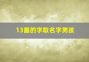 13画的字取名字男孩