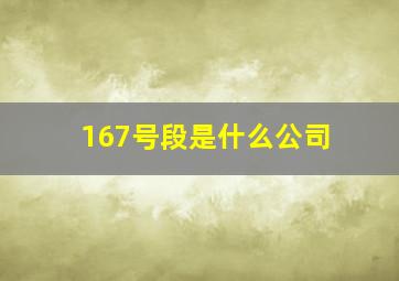 167号段是什么公司