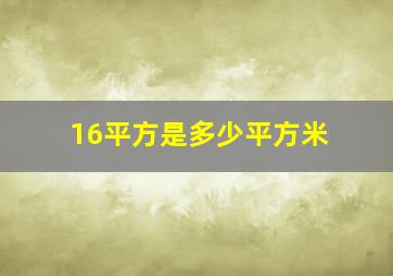 16平方是多少平方米