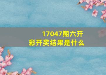 17047期六开彩开奖结果是什么