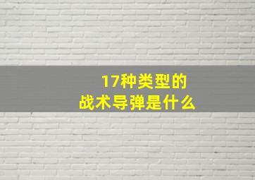 17种类型的战术导弹是什么