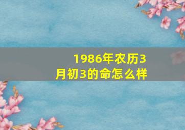 1986年农历3月初3的命怎么样