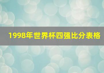 1998年世界杯四强比分表格