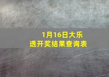 1月16日大乐透开奖结果查询表