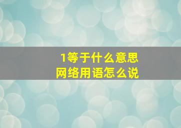 1等于什么意思网络用语怎么说