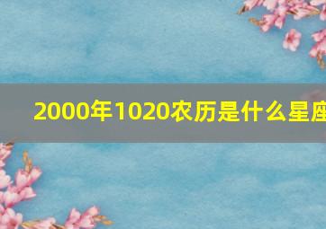 2000年1020农历是什么星座