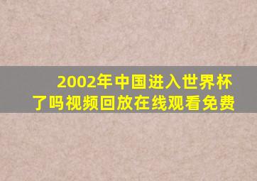 2002年中国进入世界杯了吗视频回放在线观看免费