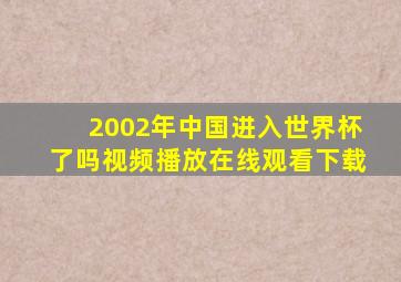 2002年中国进入世界杯了吗视频播放在线观看下载