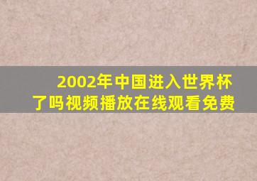 2002年中国进入世界杯了吗视频播放在线观看免费