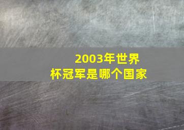 2003年世界杯冠军是哪个国家