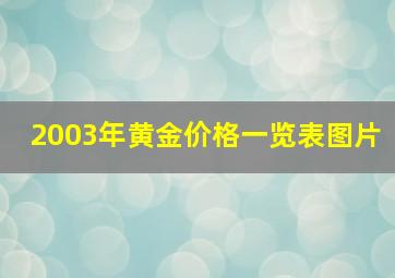 2003年黄金价格一览表图片