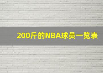 200斤的NBA球员一览表