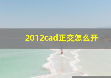 2012cad正交怎么开