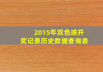 2015年双色球开奖记录历史数据查询表